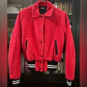 RARE Amiri red Sherpa teddy bomber jacket. Size L. Cotton, with silk lining.